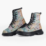 Casual Leather Chunky Boots Pastel Colored Clay Faces