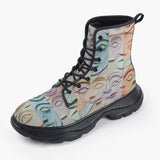 Casual Leather Chunky Boots Pastel Colored Clay Faces