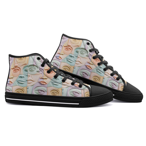 High-Top Canvas Shoes Pastel Colored Clay Faces