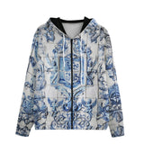 Men's Zip Up Hoodie Tile Mural Depicting Coats