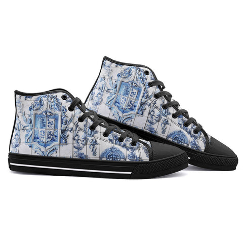High-Top Canvas Shoes Tile Mural Depicting Coats