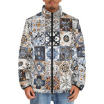 Down-Padded Puffer Jacket Ceramic Tiles Artwork