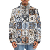 Down-Padded Puffer Jacket Ceramic Tiles Artwork