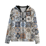 Men's Zip Up Hoodie Ceramic Tiles Artwork