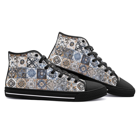 High-Top Canvas Shoes Ceramic Tiles Artwork