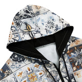 Men's Zip Up Hoodie Ceramic Tiles Artwork