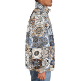 Down-Padded Puffer Jacket Ceramic Tiles Artwork