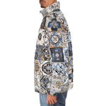 Down-Padded Puffer Jacket Ceramic Tiles Artwork