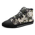 High-Top Canvas Shoes Black and White Cats Art