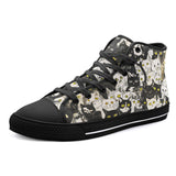 High-Top Canvas Shoes Black and White Cats Art