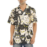 Hawaiian Shirt Black and White Cats Art