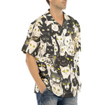 Hawaiian Shirt Black and White Cats Art