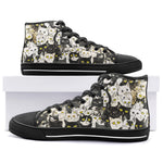 High-Top Canvas Shoes Black and White Cats Art