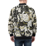 Bomber Jacket Black and White Cats Art