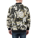 Bomber Jacket Black and White Cats Art