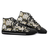 High-Top Canvas Shoes Black and White Cats Art