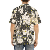 Hawaiian Shirt Black and White Cats Art
