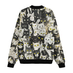 Bomber Jacket Black and White Cats Art