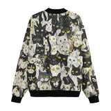 Bomber Jacket Black and White Cats Art