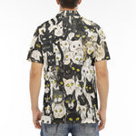 Men's Polo Shirt Black and White Cats Art