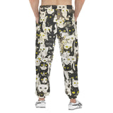Men's Sweatpants Black and White Cats Art