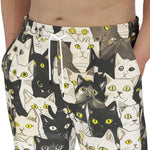 Men's Sweatpants Black and White Cats Art