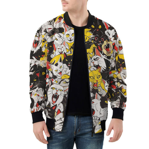 Bomber Jacket Screaming Cartoon Cats