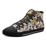 High-Top Canvas Shoes Screaming Cartoon Cats