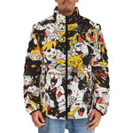 Down-Padded Puffer Jacket Screaming Cartoon Cats