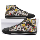 High-Top Canvas Shoes Screaming Cartoon Cats