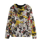 Men's Zip Up Hoodie Screaming Cartoon Cats