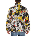 Down-Padded Puffer Jacket Screaming Cartoon Cats