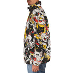Down-Padded Puffer Jacket Screaming Cartoon Cats