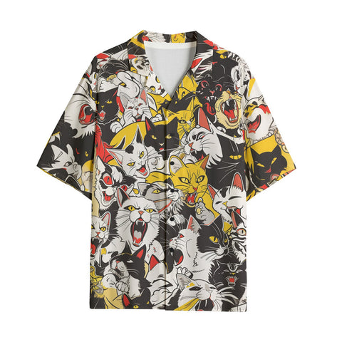 Hawaiian Shirt Screaming Cartoon Cats