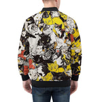 Bomber Jacket Cartoon Style Cats Pattern