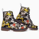 Leather Boots Cartoon Style Cats Pattern