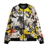 Bomber Jacket Cartoon Style Cats Pattern