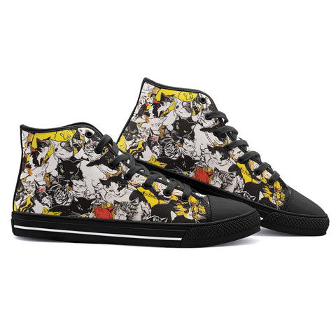 High-Top Canvas Shoes Cartoon Style Cats Pattern