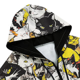 Men's Zip Up Hoodie Cartoon Style Cats Pattern