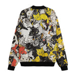 Bomber Jacket Cartoon Style Cats Pattern