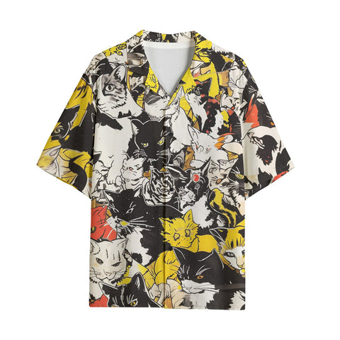 Hawaiian Shirt Cartoon Style Cats Pattern
