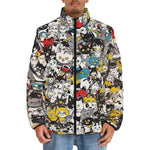 Down-Padded Puffer Jacket Colorful Cats Pattern