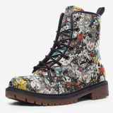 Leather Boots Colorful Cats Pattern