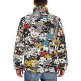 Down-Padded Puffer Jacket Colorful Cats Pattern