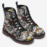 Leather Boots Colorful Cats Pattern