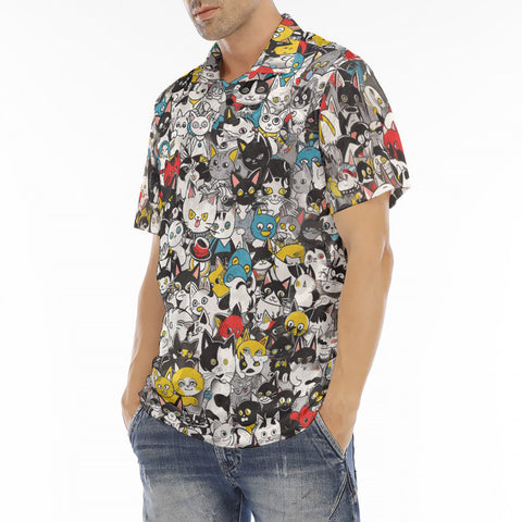 Men's Polo Shirt Colorful Cats Pattern