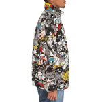 Down-Padded Puffer Jacket Colorful Cats Pattern