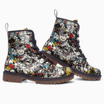 Leather Boots Colorful Cats Pattern