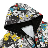 Men's Zip Up Hoodie Colorful Cats Pattern