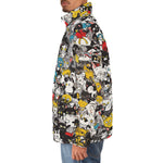 Down-Padded Puffer Jacket Colorful Cats Pattern
